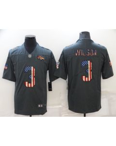Men's Denver Broncos #3 Russell Wilson Grey Salute To Service USA Flag Fashion Limited Stitched Jersey