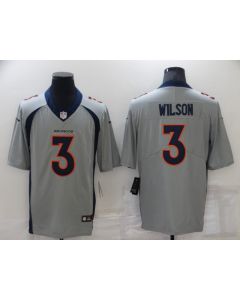 Men's Denver Broncos #3 Russell Wilson Grey Stitched Jersey