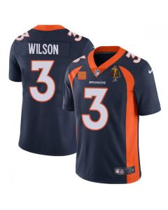 Men's Denver Broncos #3 Russell Wilson Navy With C Patch & Walter Payton Patch Vapor Untouchable Limited Stitched Jersey