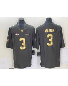 Men's Denver Broncos #3 Russell Wilson Olive Gold Stitched Jersey