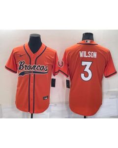 Men's Denver Broncos #3 Russell Wilson Orange Cool Base Stitched Baseball Jersey