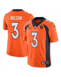 Men's Denver Broncos #3 Russell Wilson Orange With C Patch & Walter Payton Patch Vapor Untouchable Limited Stitched Jersey