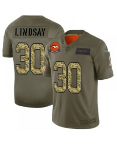 Men's Denver Broncos #30 Phillip Lindsay 2019 Olive/Camo Salute To Service Limited Stitched NFL Jersey