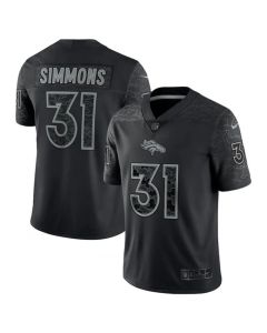 Men's Denver Broncos #31 Justin Simmons Black Reflective Limited Stitched Football Jersey