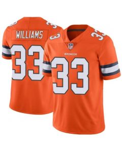 Men's Denver Broncos #33 Javonte Williams Orange Color Rush Vapor Untouchable Limited Stitched Jersey