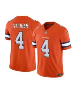 Men's Denver Broncos #4 Jarrett Stidham Orange 2023 F.U.S.E. With John Madden Patch Vapor Limited Stitched Football Jersey
