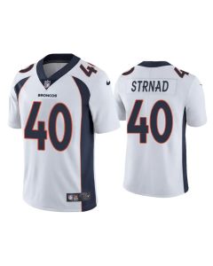 Men's Denver Broncos #40 Justin Strnad White Vapor Untouchable Limited Stitched Jersey