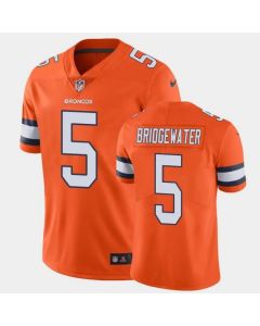 Men's Denver Broncos #5 Teddy Bridgewater 2021 Orange Color Rush Stitched Football Jersey
