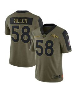 Men's Denver Broncos #58 Von Miller 2021 Olive Salute To Service Limited Stitched Jersey