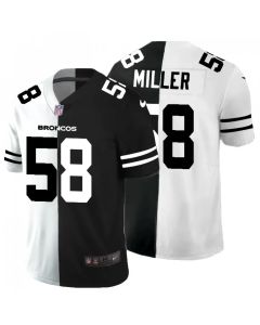 Men's Denver Broncos #58 Von Miller Black & White Split Limited Stitched Jersey