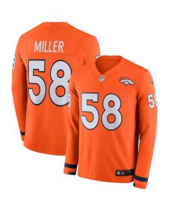 Men's Denver Broncos #58 Von Miller Orange Therma Long Sleeve Stitched NFL Jersey