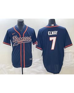 Men's Denver Broncos #7 John Elway Navy Cool Base Stitched Baseball Jersey