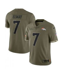 Men's Denver Broncos #7 John Elway Olive 2022 Salute To Service Limited Stitched Jersey