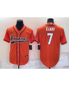 Men's Denver Broncos #7 John Elway Orange Cool Base Stitched Baseball Jersey