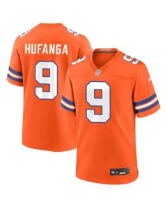 Men's Denver Broncos #9 Talanoa Hufanga Orange Mile High Collection 1977 Throwback Player Game Jersey