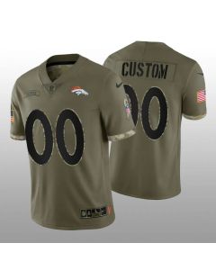 Men's Denver Broncos ACTIVE PLAYER Custom Olive 2022 Salute To Service Limited Stitched Jersey