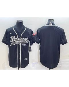 Men's Denver Broncos Blank Black Reflective With Patch Cool Base Stitched Baseball Jersey