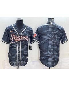 Men's Denver Broncos Blank Grey Camo With Patch Cool Base Stitched Baseball Jersey