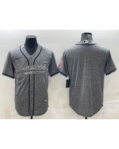 Men's Denver Broncos Blank Grey With Patch Cool Base Stitched Baseball Jersey