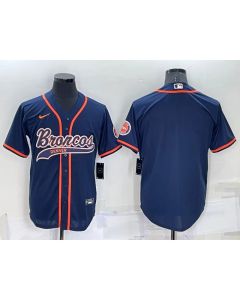 Men's Denver Broncos Blank Navy Cool Base Stitched Baseball Jersey