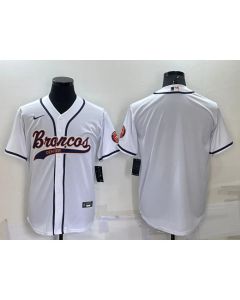 Men's Denver Broncos Blank White Cool Base Stitched Baseball Jersey