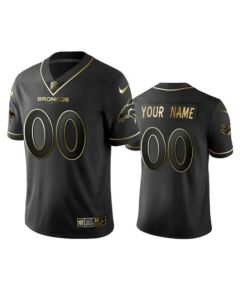 Men's Denver Broncos Customized Black Golden Edition Stitched Jersey