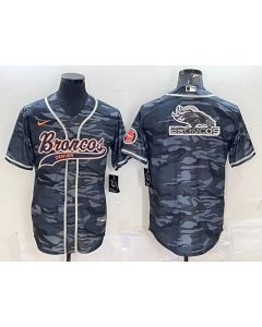 Men's Denver Broncos Grey Camo Team Big Logo With Patch Cool Base Stitched Baseball Jersey