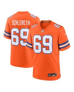Men's Denver Broncos Mark Schlereth Orange Mile High Collection 1977 Throwback Retired Player Game Jersey