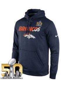 Men's Denver Broncos Navy Super Bowl 50 Kick Off Staff Performance Pullover Hoodie