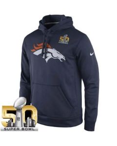 Men's Denver Broncos Navy Super Bowl 50 Practice Performance Pullover Hoodie
