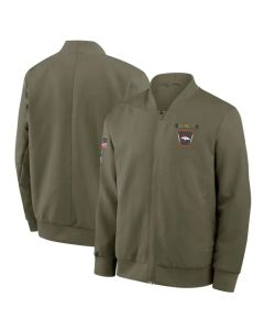 Men's Denver Broncos Olive 2025 Salute to Service Sideline Full-Zip Bomber Jacket (Olive)