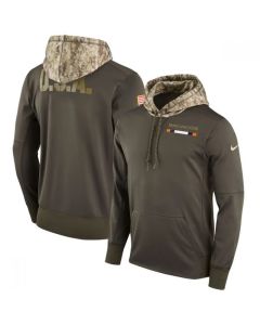 Men's Denver Broncos Olive Salute to Service Sideline Therma Pullover Hoodie