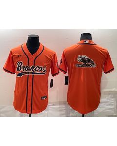 Men's Denver Broncos Orange Team Big Logo With Patch Cool Base Stitched Baseball Jersey