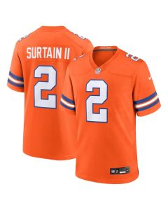 Men's Denver Broncos Patrick Surtain II Orange Mile High Collection 1977 Throwback Player Game Jersey