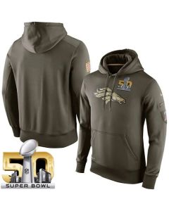 Men's Denver Broncos Super Bowl 50 Olive Salute To Service KO Performance Hoodie