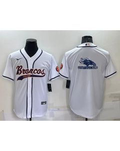 Men's Denver Broncos White Team Big Logo With Patch Cool Base Stitched Baseball Jersey