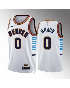 Men's Denver Nuggets #0 Christian Braun White 2022-23 City Edition Stitched Basketball Jersey