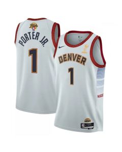 Men's Denver Nuggets #1 Michael Porter Jr. White 2023 Finals Champions Icon Edition Stitched Basketball Jersey