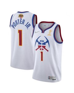 Men's Denver Nuggets #1 Michael Porter Jr. White 2023 Finals Earned Edition Stitched Basketball Jersey