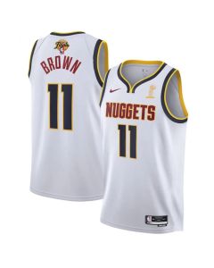 Men's Denver Nuggets #11 Bruce Brown White 2023 Finals Association Edition Stitched Basketball Jersey