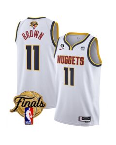 Men's Denver Nuggets #11 Bruce Brown White 2023 Finals Association Edition With NO.6 Patch Stitched Basketball Jersey