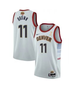 Men's Denver Nuggets #11 Bruce Brown White 2023 Finals Champions Icon Edition Stitched Basketball Jersey