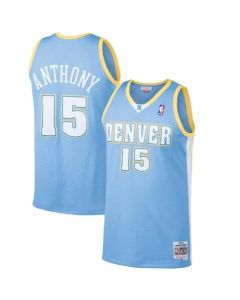 Men's Denver Nuggets #15 Carmelo Anthony Light Blue Throwback Stitched Jersey