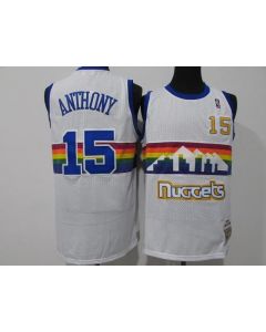 Men's Denver Nuggets #15 Carmelo Anthony White 2003-04 Throwback Stitched Jersey