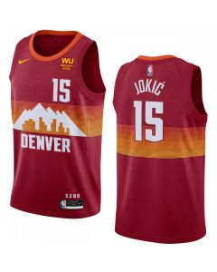 Men's Denver Nuggets #15 Nikola Jokic 2020-21 Red City Edition Stitched NBA Jersey