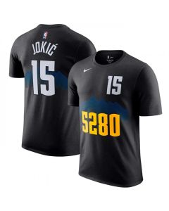 Men's Denver Nuggets #15 Nikola Jokic Black 2023/24 City Edition Name & Number T-Shirt