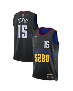 Men's Denver Nuggets #15 Nikola Jokic Black 2023 City Edition Stitched Basketball Jersey