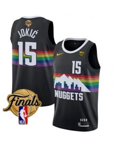 Men's Denver Nuggets #15 Nikola Jokic Black 2023 Finals City Edition Stitched Basketball Jersey