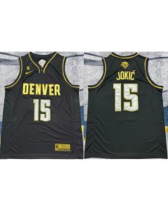 Men's Denver Nuggets #15 Nikola Jokic Black Gold 2023 Finals With NO.6 Patch Stitched Basketball Jersey