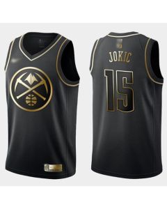 Men's Denver Nuggets #15 Nikola Jokic Black Gold Swingman Limited Edition Jersey